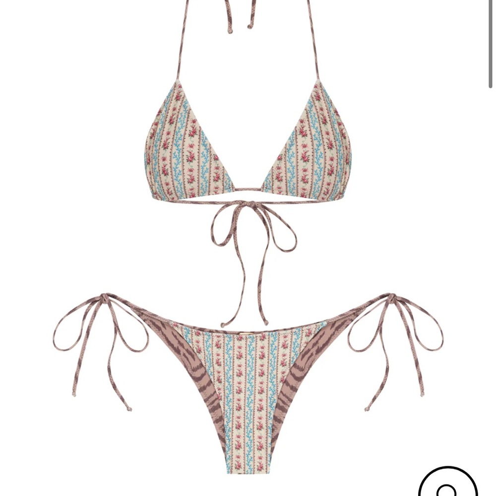 Floral Striped Bikini Set